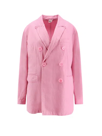 Aspesi Double Breasted Long Sleeve Blazer In Pink