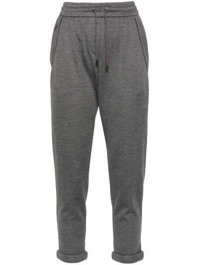Brunello Cucinelli Women Cotton And Silk Blend Trousers In Gray