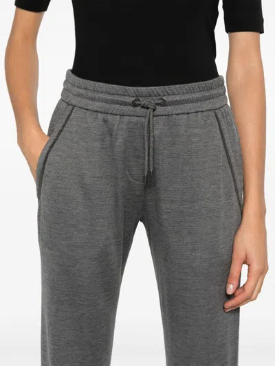 Brunello Cucinelli Women Cotton And Silk Blend Trousers In Gray
