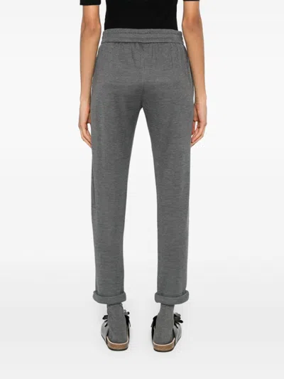 Brunello Cucinelli Women Cotton And Silk Blend Trousers In Gray