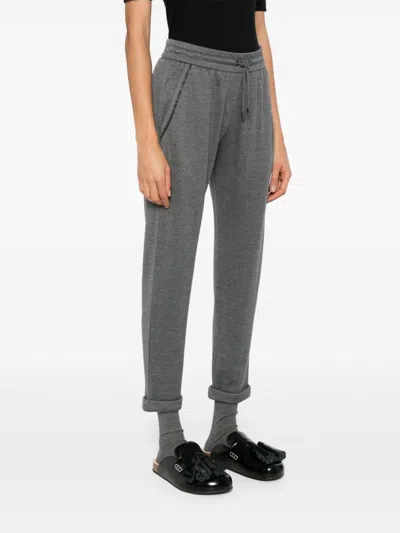 Brunello Cucinelli Women Cotton And Silk Blend Trousers In Gray