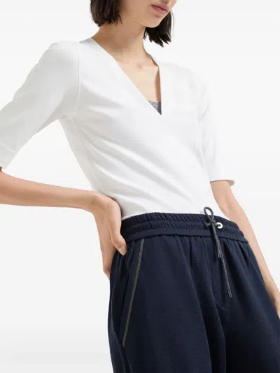 Brunello Cucinelli Women Cotton And Silk Trousers In Multi