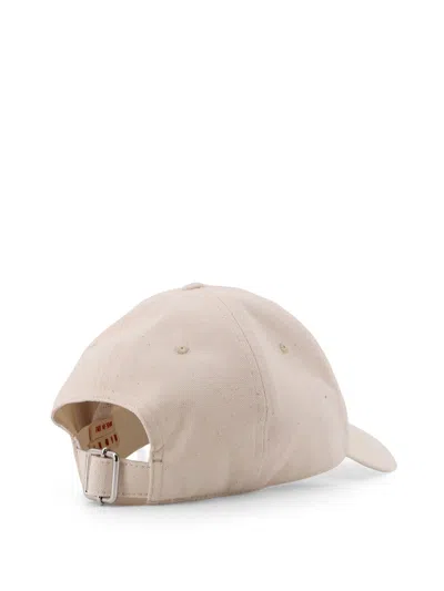 Marni Cotton Baseball Hat Curved Brim In Neutral
