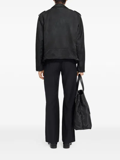 Mm6 Maison Margiela Men's Washed-effect Biker Jacket In Multi