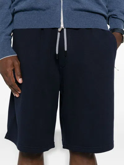 Brunello Cucinelli Cotton Blend Bermuda Shorts In Blue