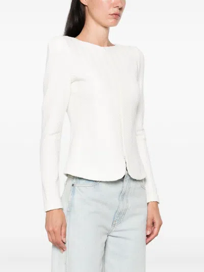 Emporio Armani Cotton Blend Blazer Jacket In Neutral