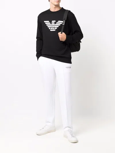 Emporio Armani Cotton Blend Crewneck Sweatshirt In Black