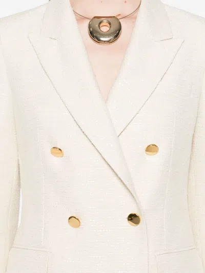 Tagliatore Cotton Blend Double-breasted Jacket In Neutral