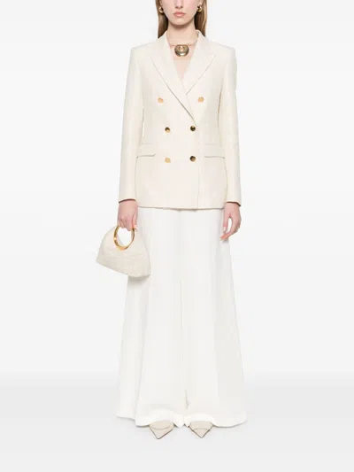 Tagliatore Cotton Blend Double-breasted Jacket In Neutral