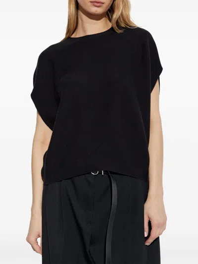 Emporio Armani Cotton Blend Knitted Top In Black