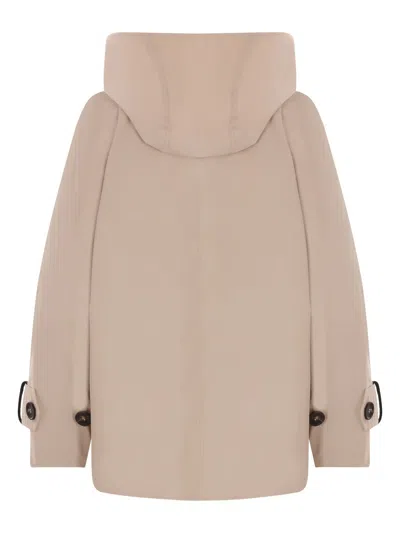 Brunello Cucinelli Double-breasted Jacket With Hood And Flap Pockets In Brown