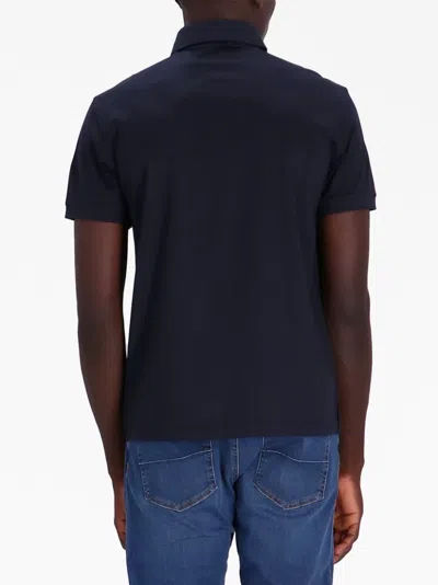 Emporio Armani Embroidered Logo Polo Shirt In Blue