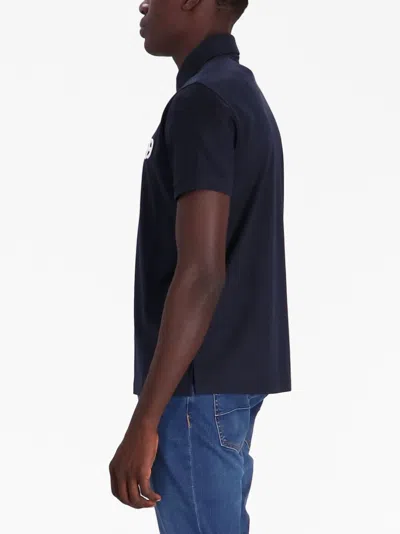 Emporio Armani Embroidered Logo Polo Shirt In Blue