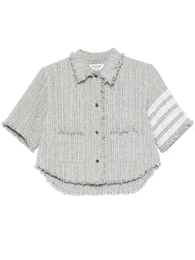 Thom Browne Shirt Cotton Blend Frayed Edges In Gray