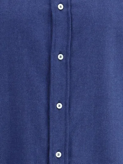 Brunello Cucinelli Tailored Herringbone Shirt Collar Button-down In Blue
