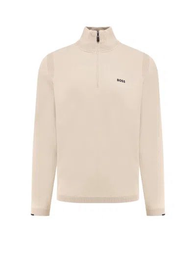 Hugo Boss Cotton Blend Sweater In Neutral