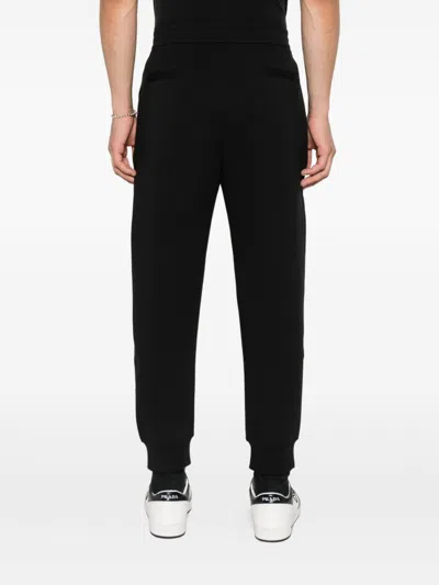 Emporio Armani Elastic Waistband Cotton Blend Sweatpants In Black