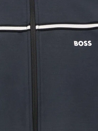 Hugo Boss Cotton Blend Sweatshirt In Blue