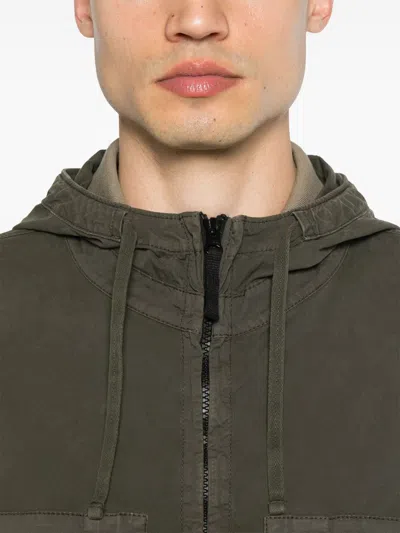 Stone Island Drawstring Hooded Jacket Pockets In Gray