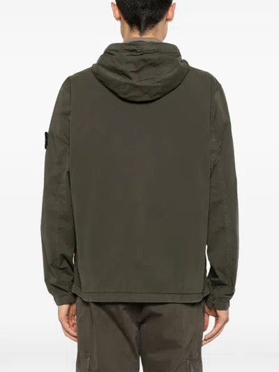 Stone Island Drawstring Hooded Jacket Pockets In Gray