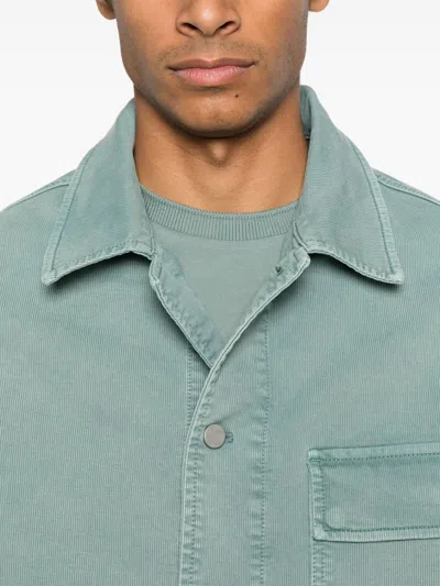 Emporio Armani Asv Vintage-look Comfort Cotton Canneté Jacket In Green