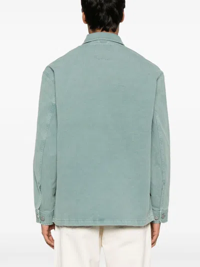 Emporio Armani Asv Vintage-look Comfort Cotton Canneté Jacket In Green