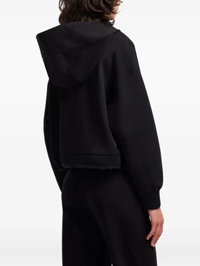 Emporio Armani Long Sleeve Hooded Drop Shoulder Two-way Zip Jacket In Black