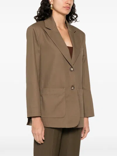 Emporio Armani Notch Lapel Single-breasted Coat With Rear Vents In Brown