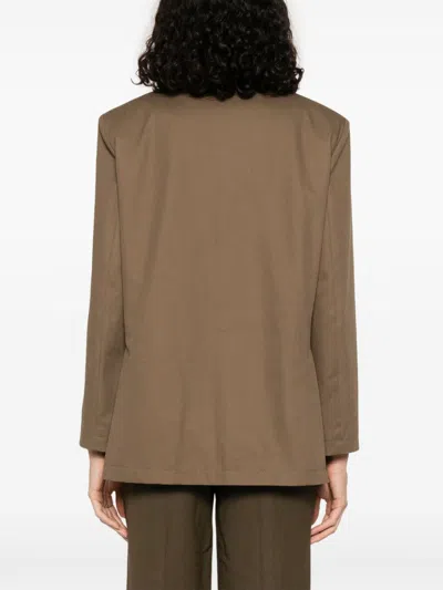 Emporio Armani Notch Lapel Single-breasted Coat With Rear Vents In Brown