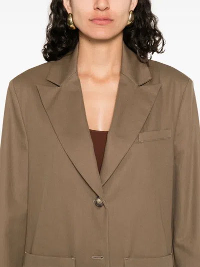 Emporio Armani Notch Lapel Single-breasted Coat With Rear Vents In Brown