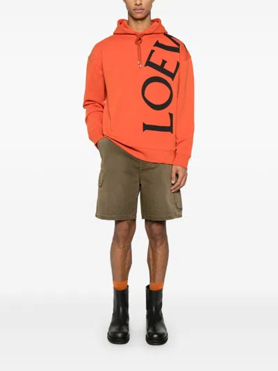Loewe Men Cotton Cargo Shorts In Green