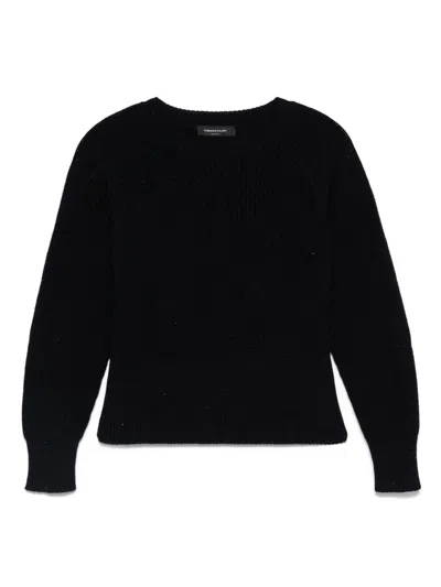 Fabiana Filippi Ribbed Crewneck Sweater With Fitted Cuffs In Black