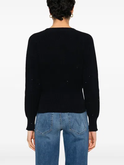 Fabiana Filippi Ribbed Crewneck Sweater With Fitted Cuffs In Black
