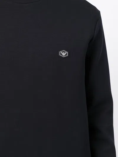 Emporio Armani Double Jersey Fabric Crew Neck Sweatshirt In Blue