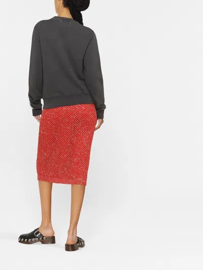Golden Goose Athena Crystal Embellished Distressed Cotton Sweatshirt In Gray