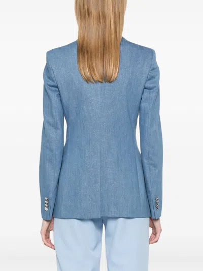 Tagliatore Double-breasted Cotton Jacket With Structured Shoulders In Blue