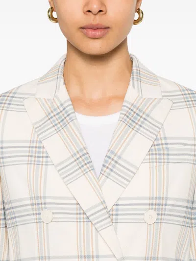 Circolo 1901 Check Pattern Double-breasted Cotton Jacket In Neutral