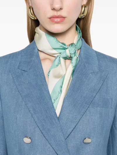 Tagliatore Double-breasted Cotton Jacket With Structured Shoulders In Blue