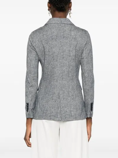 Circolo 1901 Blue Cotton Double-breasted Blazer In Gray