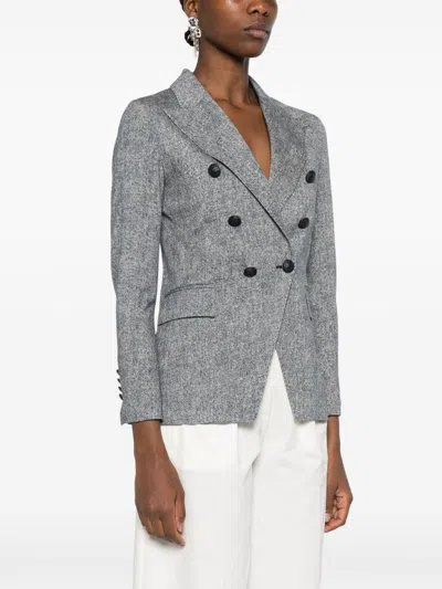 Circolo 1901 Blue Cotton Double-breasted Blazer In Gray