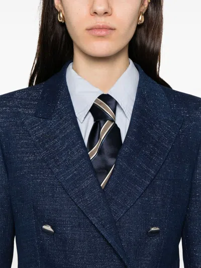Tagliatore Cotton Double-breasted Jacket In Blue