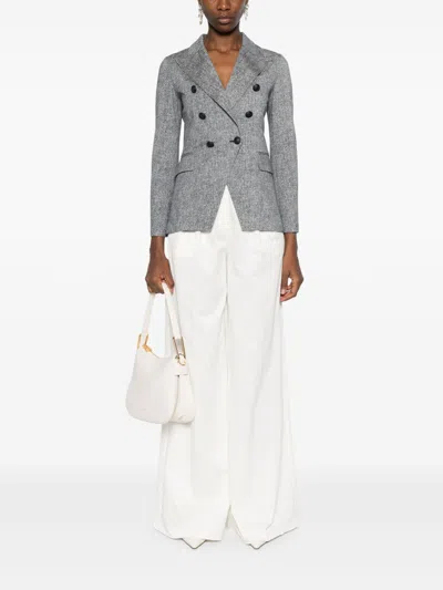 Circolo 1901 Blue Cotton Double-breasted Blazer In Gray