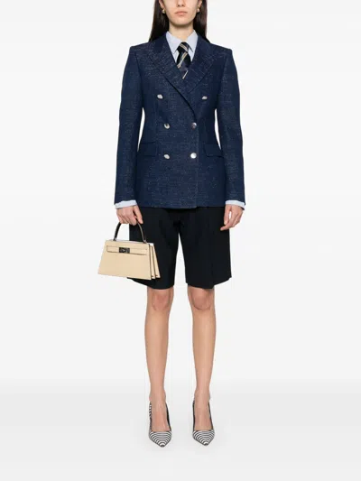 Tagliatore Cotton Double-breasted Jacket In Blue