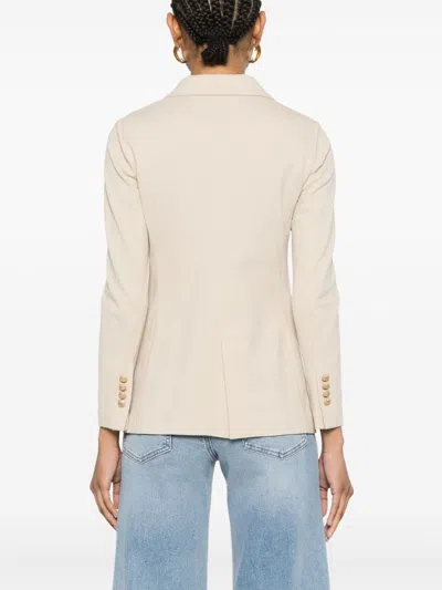 Circolo 1901 Double-breasted Cotton Jacket With Rear Vent In Neutral