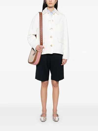 Emporio Armani Cotton Jacket With Collar And Pockets In White