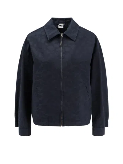 Aspesi Cotton Jacket With Jacquard Motif In Blue