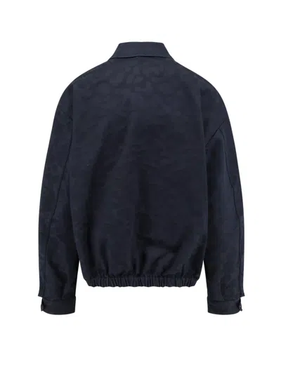 Aspesi Cotton Jacket With Jacquard Motif In Blue
