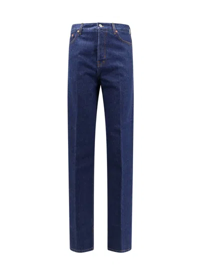 Gucci Cotton Jeans With Back Logo Patch In Blue