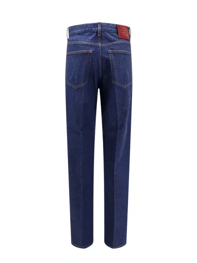 Gucci Cotton Jeans With Back Logo Patch In Blue