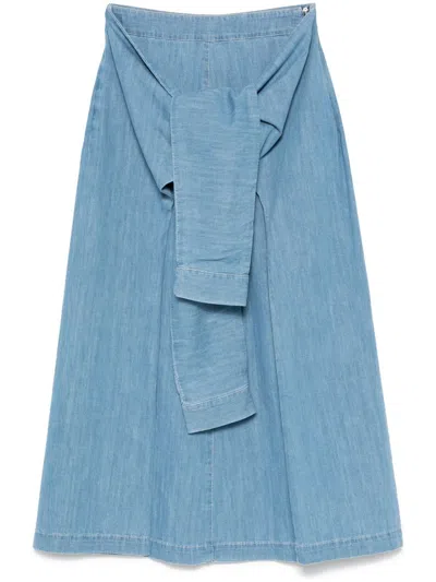 Fabiana Filippi Maxi Skirt With Tied Waist Detail In Blue